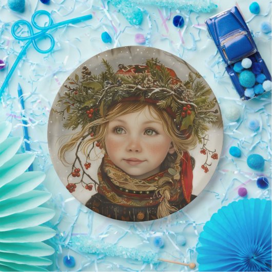 Old World Winter Child Papieren Bordje (Feest)