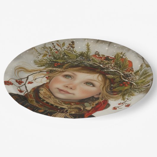 Old World Winter Child Papieren Bordje (Gekanteld)