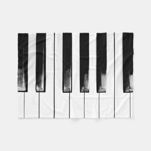 Old Worn Piano Keys Fleece Deken (Voorkant (Horizontaal))