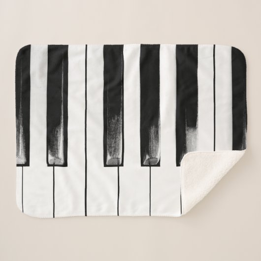 Old Worn Piano Keys Sherpa Deken (Voorkant (horizontaal))
