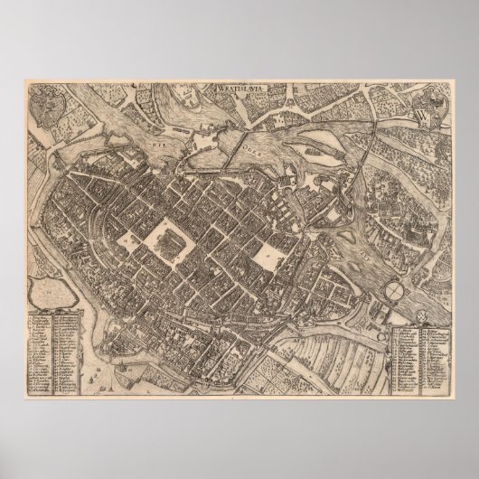 Old Wroclaw Poland Map (1588)  Breslau City Poster (Voorkant)