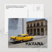 Old Yellow Car Cruising Havana Cuba Streets Briefkaart (Voorkant / Achterkant)