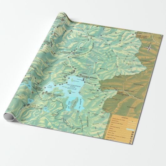 Old Yellowstone National Park Map (1972)  Cadeaupapier (Uitgerold)