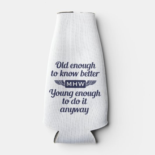 "Old & Young" aangepaste monogram koeler voor fles (Voorkant)