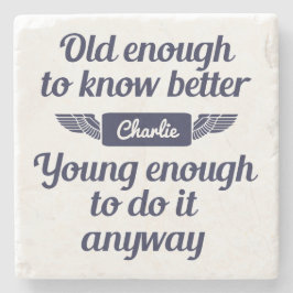 "Old & Young"-onderzetter met aangepaste naam stee Stenen Onderzetter