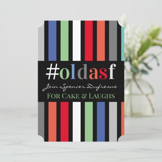#oldasf Birthday Party Fun Uitnodiging (Staand voorkant)