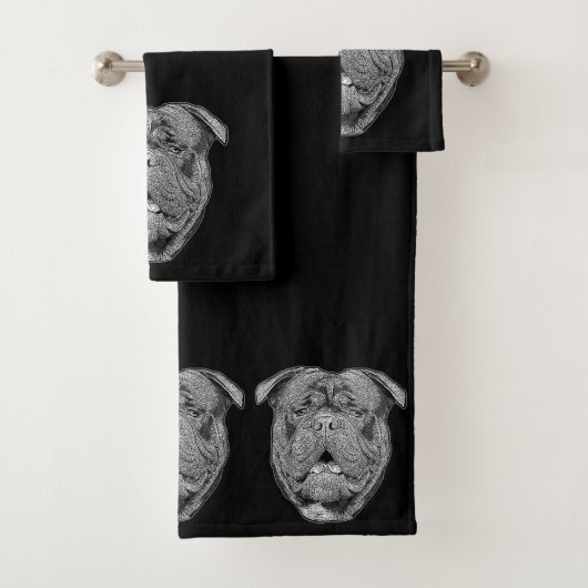 Olde English Bulldog-set badhanddoeken Bad Handdoek (Insitu)