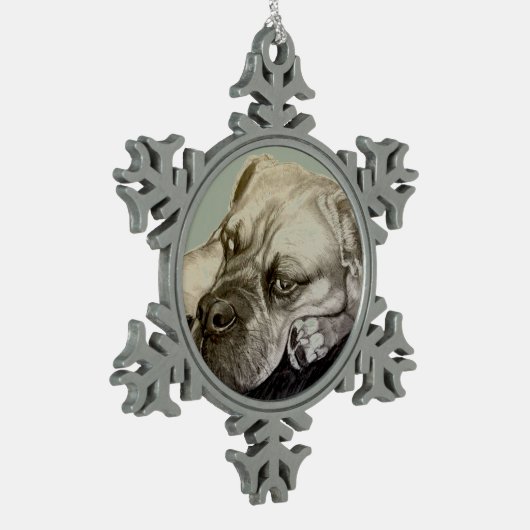Olde English Bulldogge van Carol Zeock Tin Sneeuwvlok Ornament (Links)