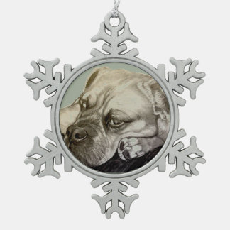 Olde English Bulldogge van Carol Zeock Tin Sneeuwvlok Ornament
