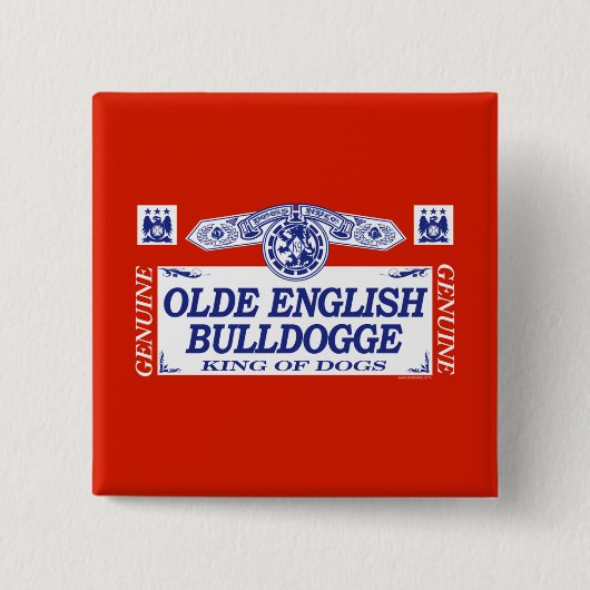 Olde English Bulldogge Vierkante Button 5,1 Cm (Voorkant)