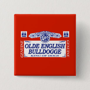 Olde English Bulldogge Vierkante Button 5,1 Cm