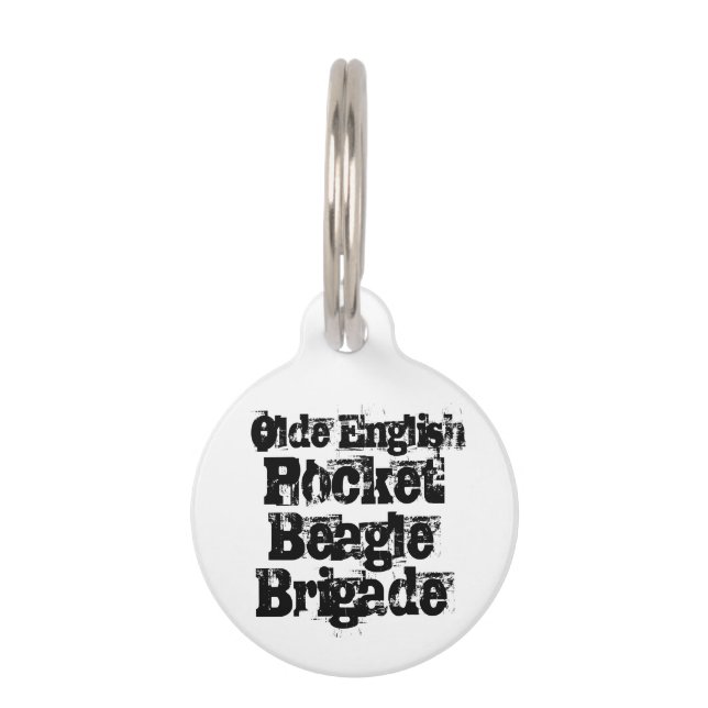 Olde English Pocket Beagle Brigade Dog Label Huisdierpenning (Voorkant)