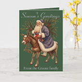 Olde German Father Christmas Riding A Donkey Kaart (Gele Bloem)