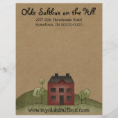 Olde Red Saltbox Primitive Letterhead Briefhoofd (Voorkant)
