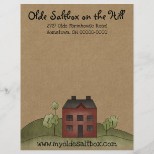 Olde Red Saltbox Primitive Letterhead Briefhoofd