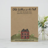 Olde Red Saltbox Primitive Letterhead Briefhoofd (Staand voorkant)