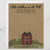 Olde Red Saltbox Primitive Letterhead Briefhoofd (Voorkant / Achterkant)