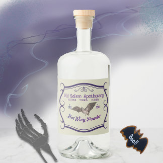 Olde Salem Apothecary BAT TONIC Likeurfles Etiket