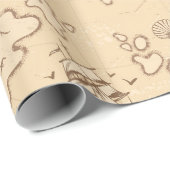 Olden nautical themed sepia patroon cadeaupapier (Rol Hoek)