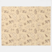 Olden nautical themed sepia patroon fleece deken (Voorkant (Horizontaal))