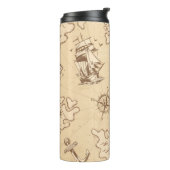 Olden nautical themed sepia patroon thermosbeker (Gedraaid links)
