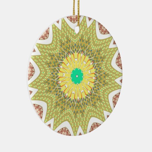 OLDEN YELLOW Afrikaans etnisch stammenpatroon Keramisch Ornament (Rechts)