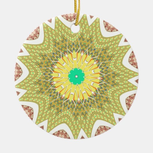 OLDEN YELLOW Afrikaans etnisch stammenpatroon Keramisch Ornament (Voorkant)