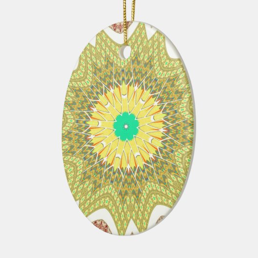 OLDEN YELLOW Afrikaans etnisch stammenpatroon Keramisch Ornament (Links)