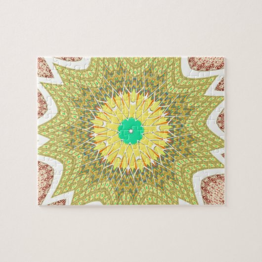 OLDEN YELLOW Afrikaans etnisch stammenpatroon Legpuzzel (Horizontaal)