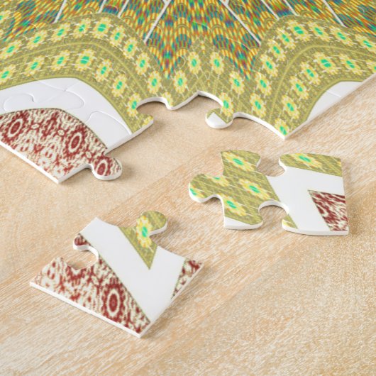 OLDEN YELLOW Afrikaans etnisch stammenpatroon Legpuzzel (Zijkant)