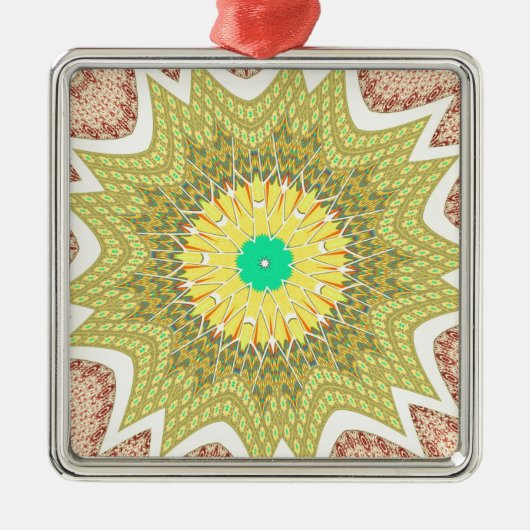 OLDEN YELLOW Afrikaans etnisch stammenpatroon Metalen Ornament (Voorkant)