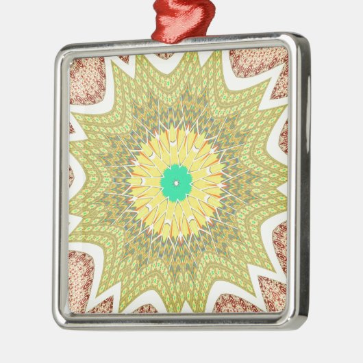 OLDEN YELLOW Afrikaans etnisch stammenpatroon Metalen Ornament (Links)