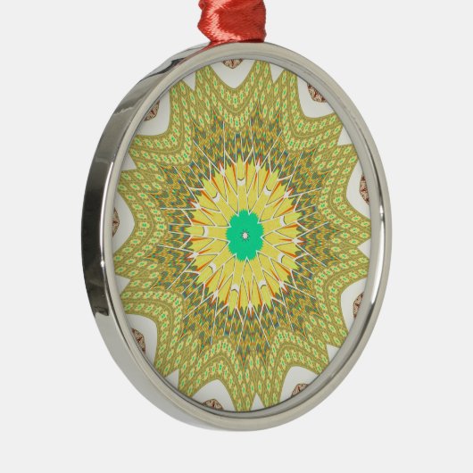 OLDEN YELLOW Afrikaans etnisch stammenpatroon Metalen Ornament (Rechts)