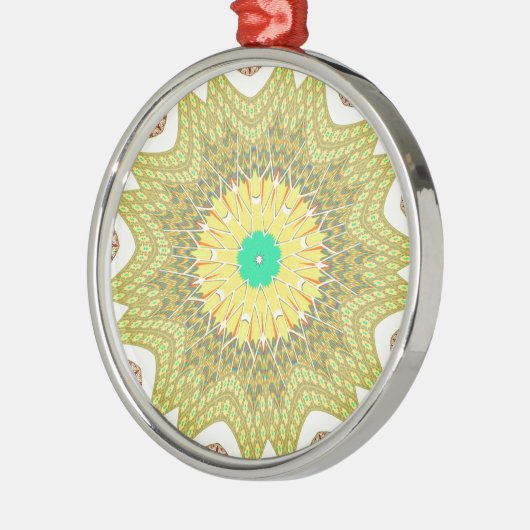 OLDEN YELLOW Afrikaans etnisch stammenpatroon Metalen Ornament (Links)