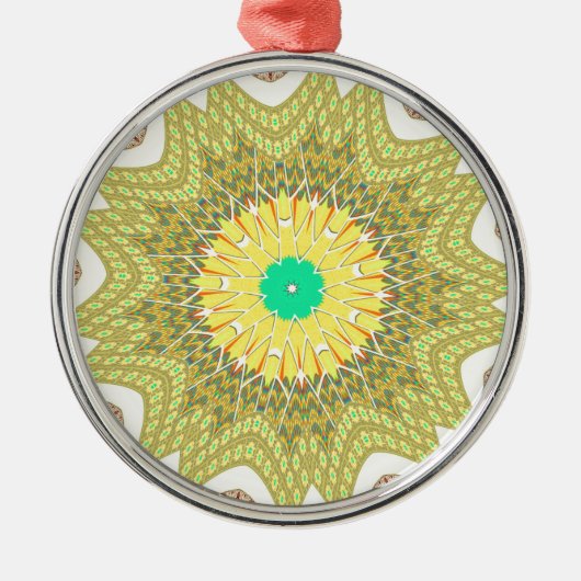 OLDEN YELLOW Afrikaans etnisch stammenpatroon Metalen Ornament (Voorkant)