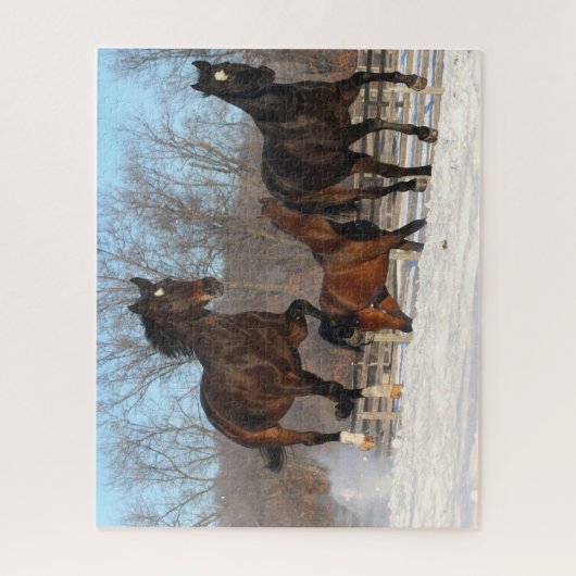 Oldenburg en Hanoverian Mares in Snow Legpuzzel (Verticaal)