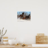 Oldenburg en Hanoverian Mares in Snow Poster (Keuken)