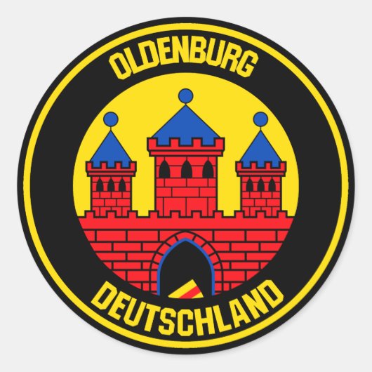 Oldenburg Round Emblem Ronde Sticker (Voorkant)