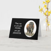 Older gets Smarter Birthday Buffalo Bison Bull Kaart (Gele Bloem)