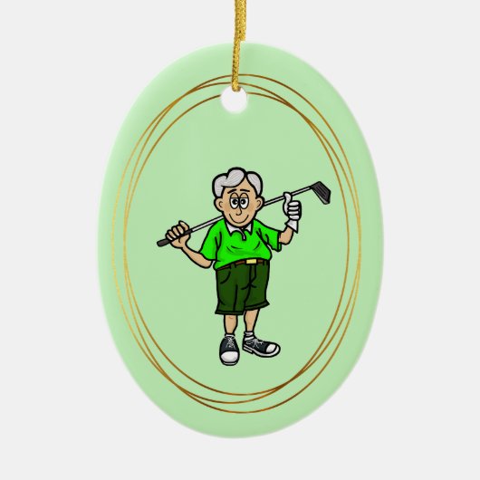 Older Grijs Haar Mannelijke Golfer Ornament (Voorkant)