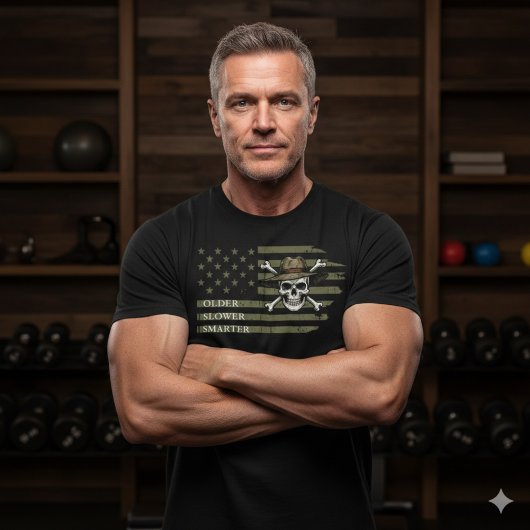 Older Slower Smarter American Flag Skull Tee T-shirt