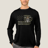 Older Slower Smarter Skull US Flag Long Sleeve Tee Tri-Blend Shirt (Voorkant volledig)