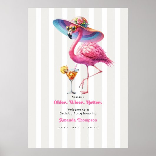 Older Wiser Hotter Tropisch Verjaardagsfeest Welko Poster (Voorkant)