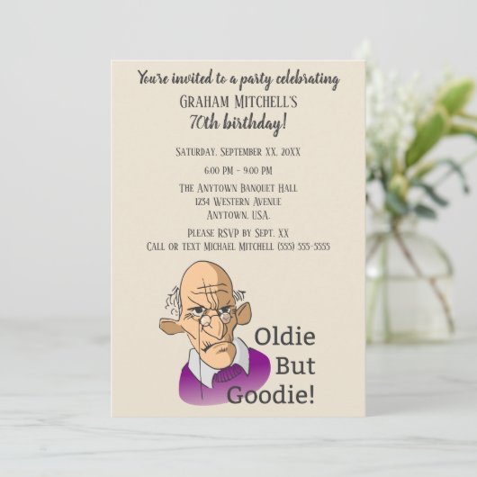 Oldie but Goodie over the Hill Birthday Party Kaart (Staand voorkant)