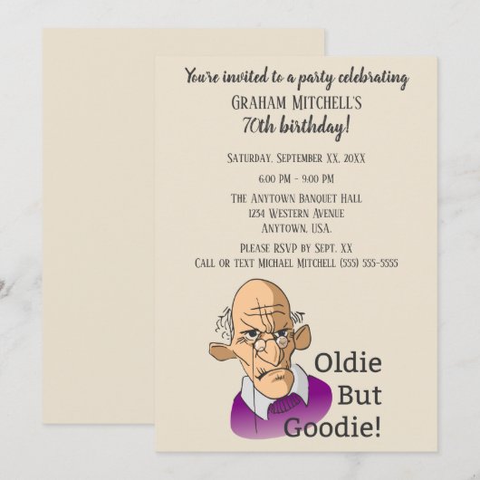 Oldie but Goodie over the Hill Birthday Party Kaart (Voorkant / Achterkant)