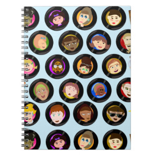 Oldies Cartoon Character Vinyl Records Pattern Notitieboek
