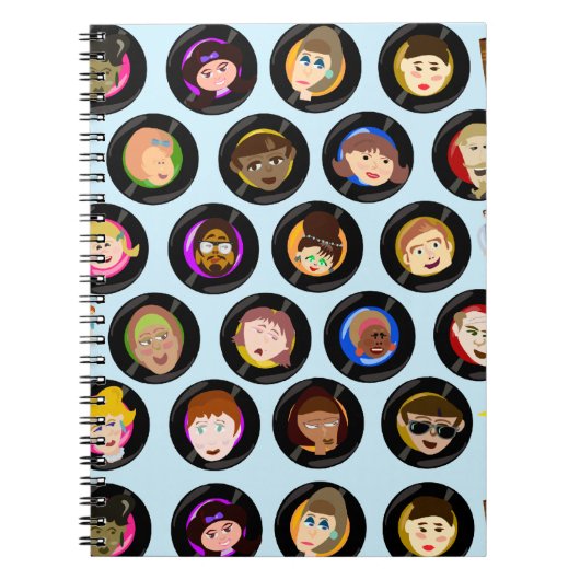 Oldies Cartoon Character Vinyl Records Pattern Notitieboek (Voorkant)