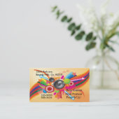 Oldies muziekluidsprekers, regenboog van kleuren visitekaartje (Staand voorkant)