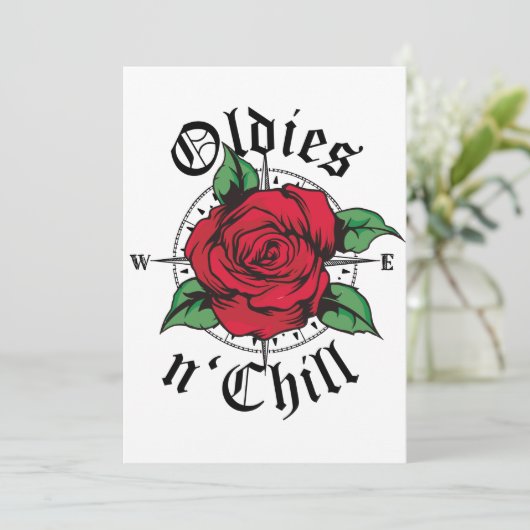 Oldies Red Rose Kaart (Staand voorkant)