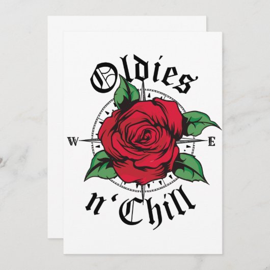 Oldies Red Rose Kaart (Voorkant / Achterkant)